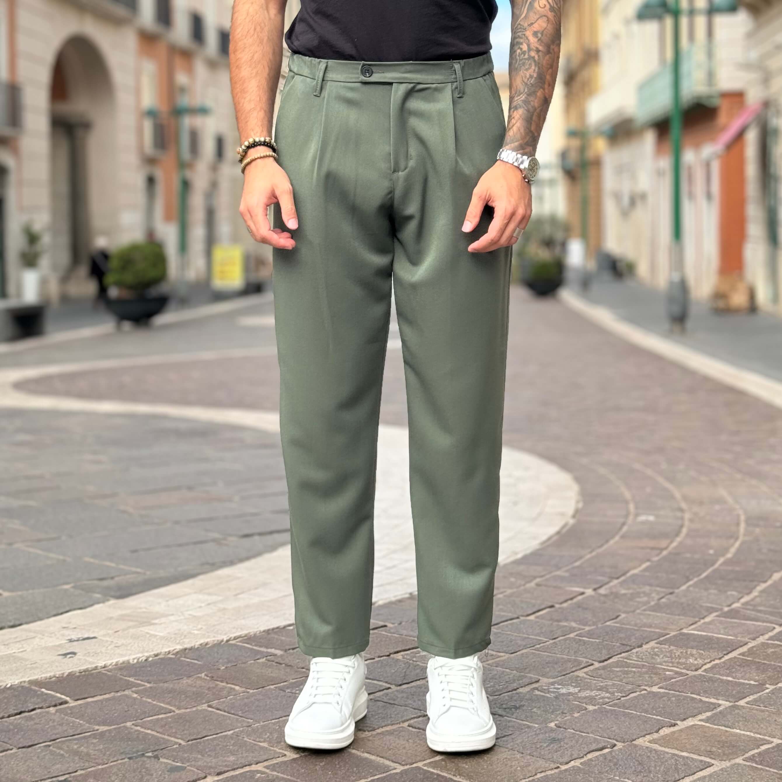 Pantalone gamba larga verde - FLAG STORE