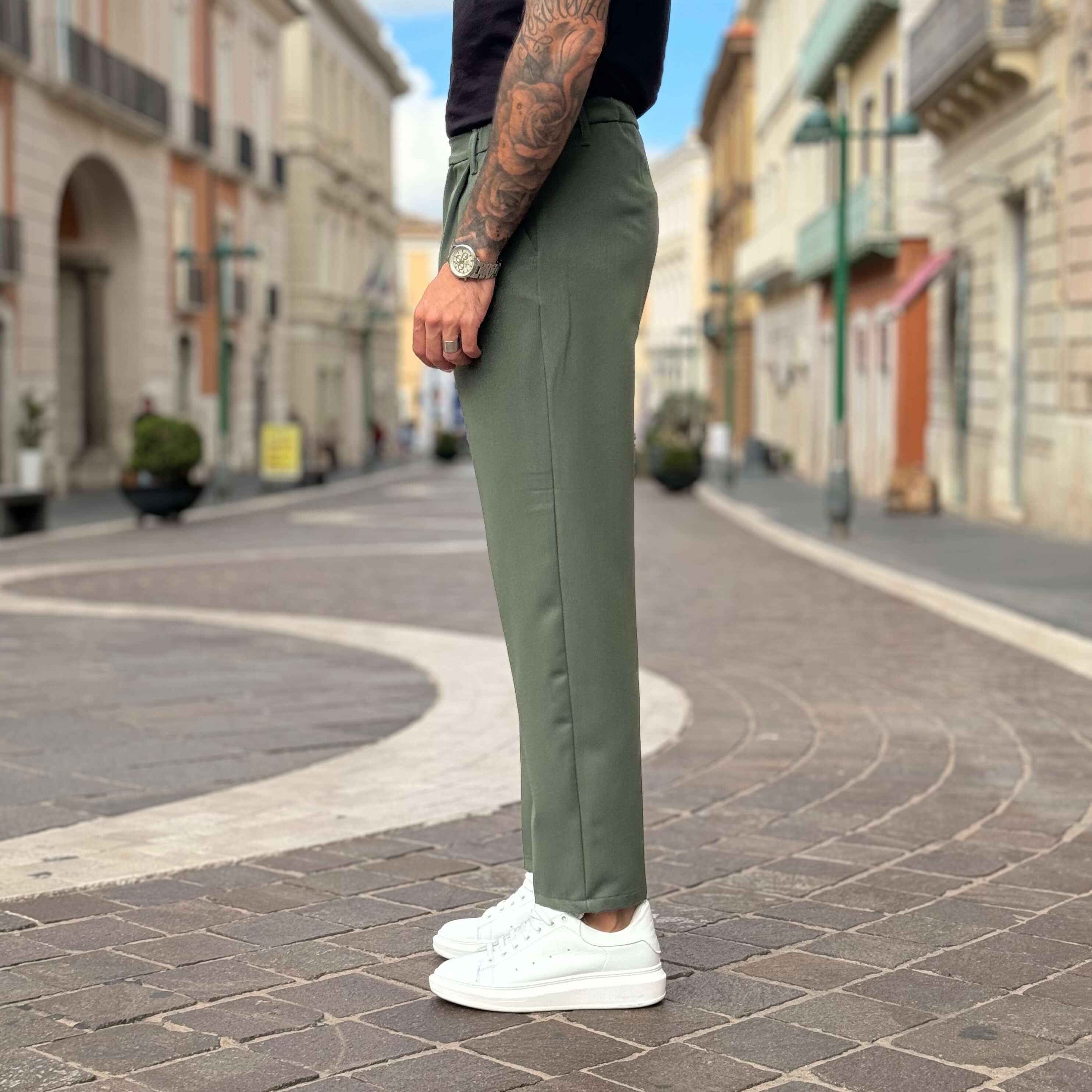 Pantalone gamba larga verde - FLAG STORE