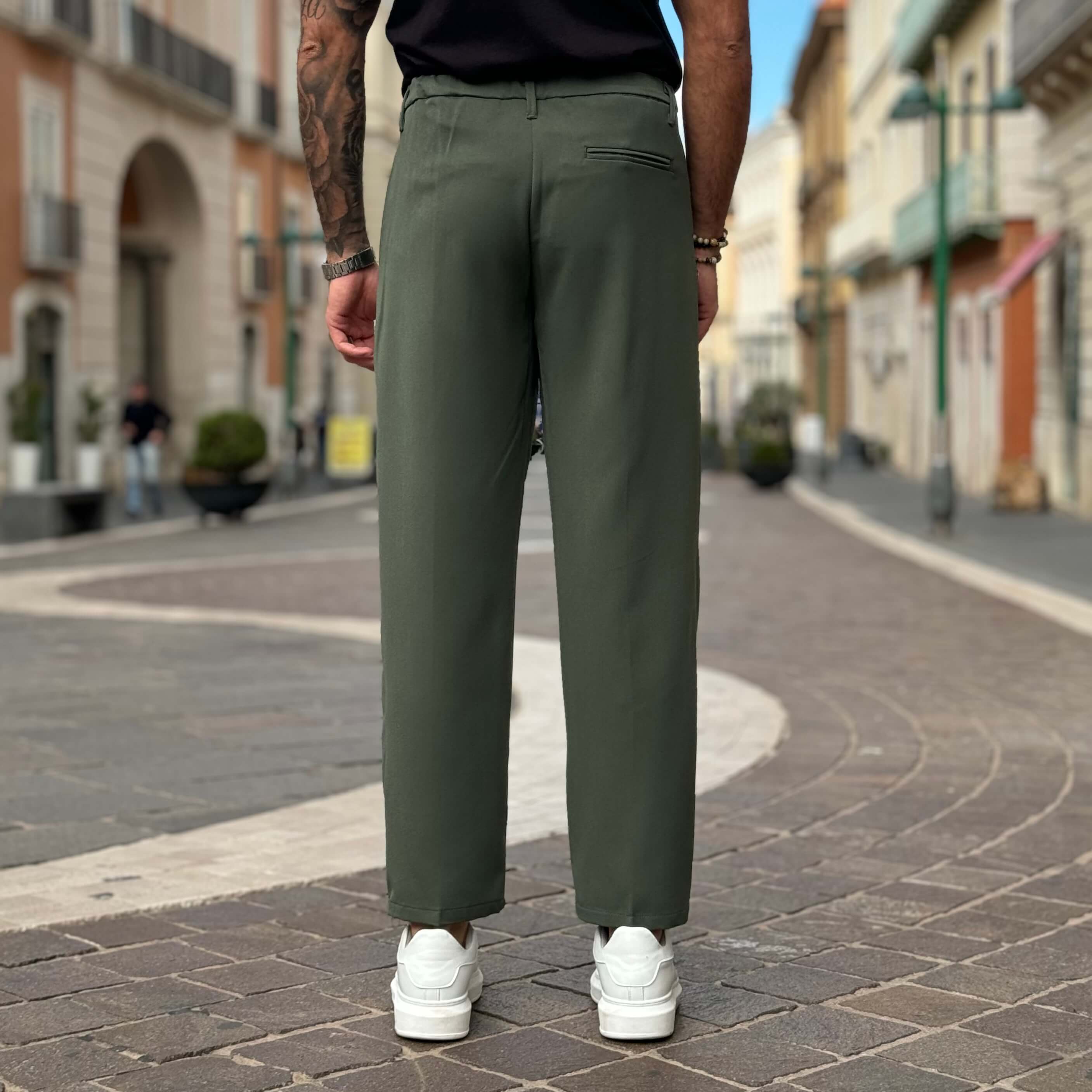 Pantalone gamba larga verde - FLAG STORE