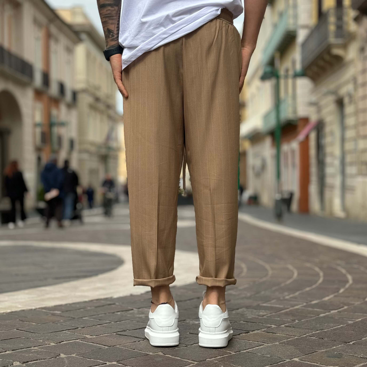 Pantalone japan gessato beige - FLAG STORE