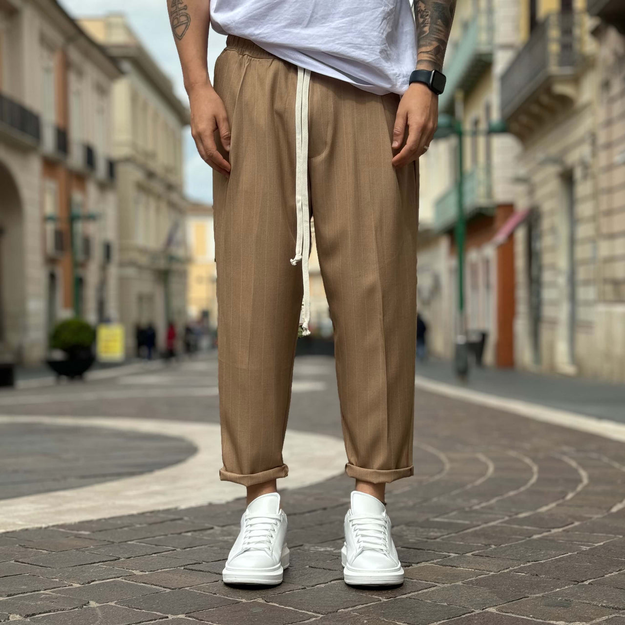 Pantalone japan gessato beige - FLAG STORE