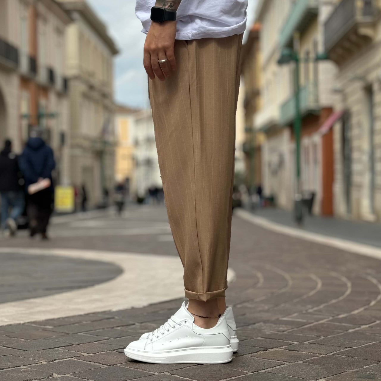 Pantalone japan gessato beige - FLAG STORE