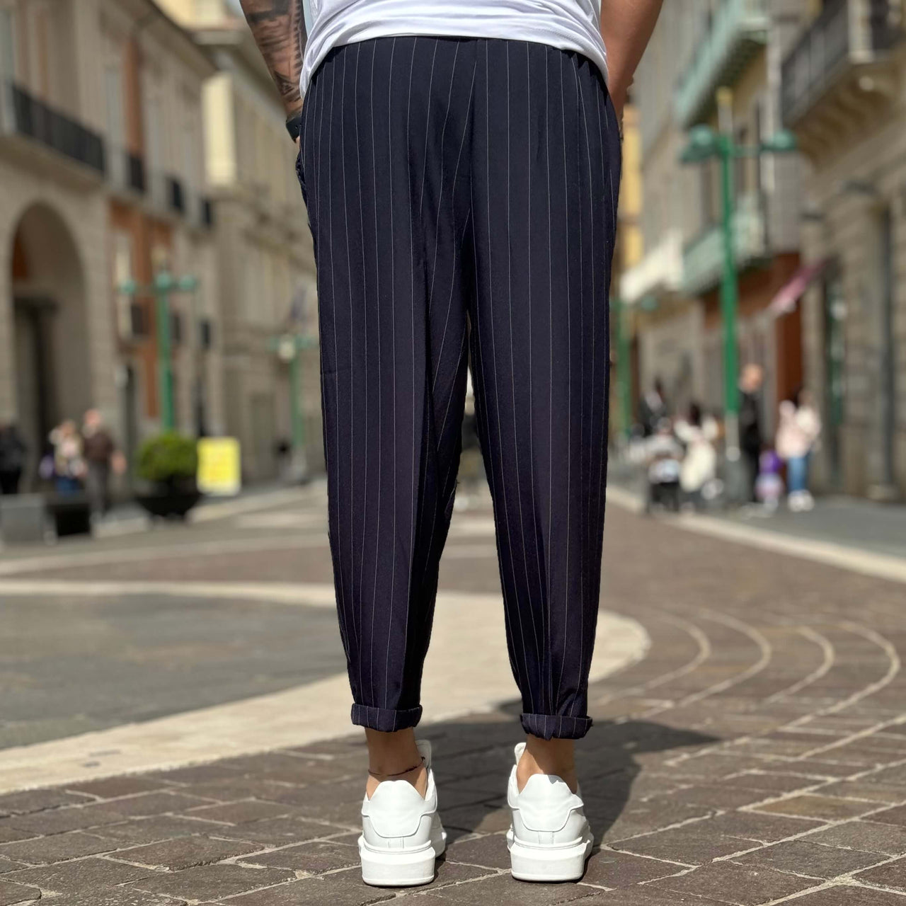 Pantalone japan gessato blu navy - FLAG STORE