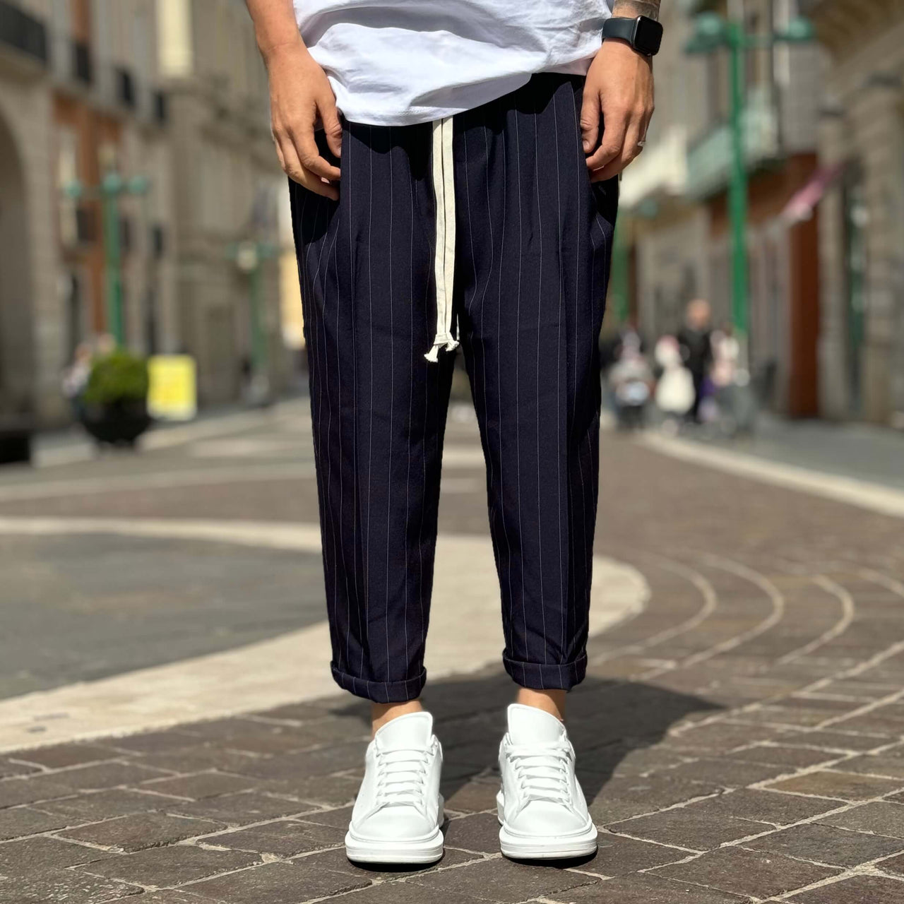 Pantalone japan gessato blu navy - FLAG STORE