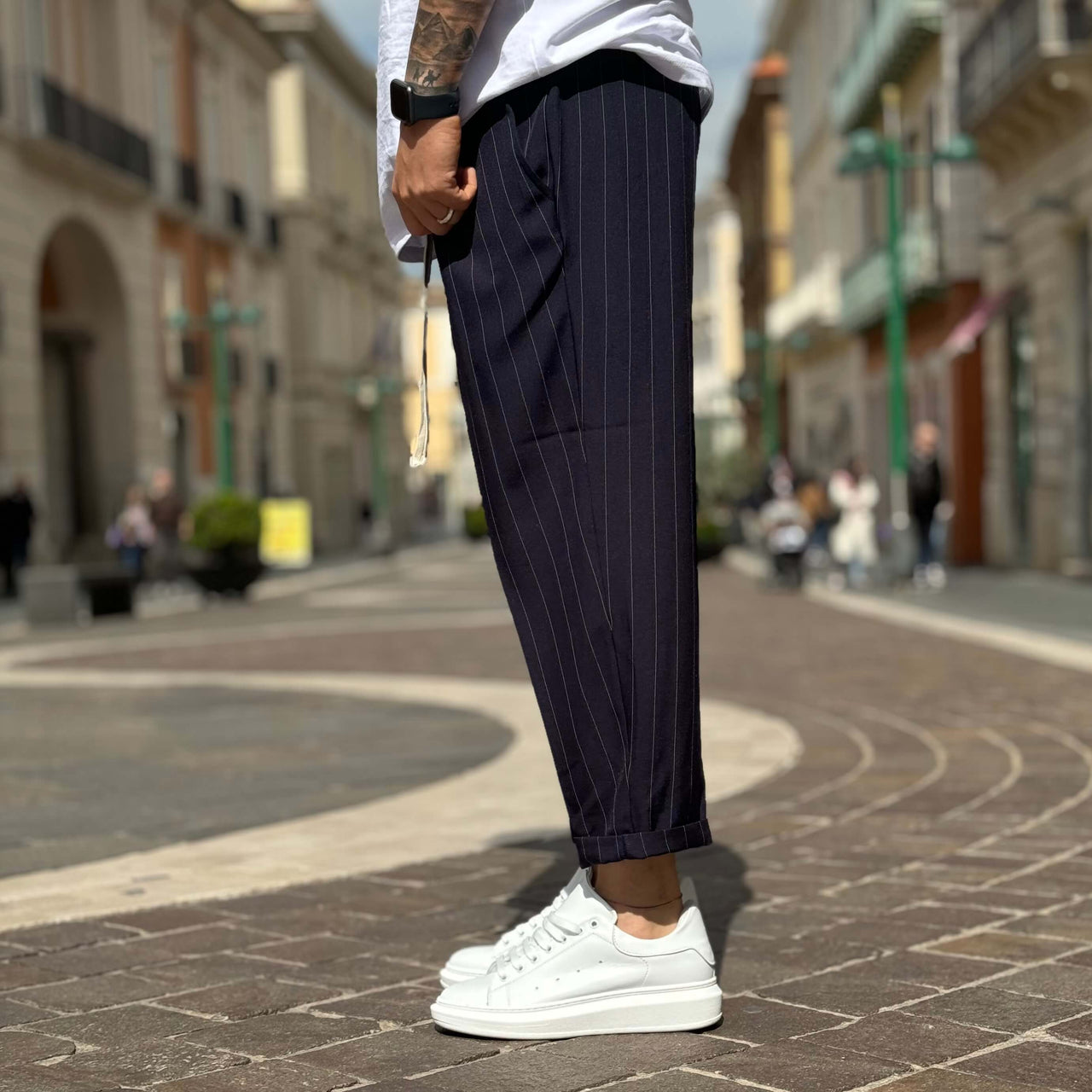 Pantalone japan gessato blu navy - FLAG STORE