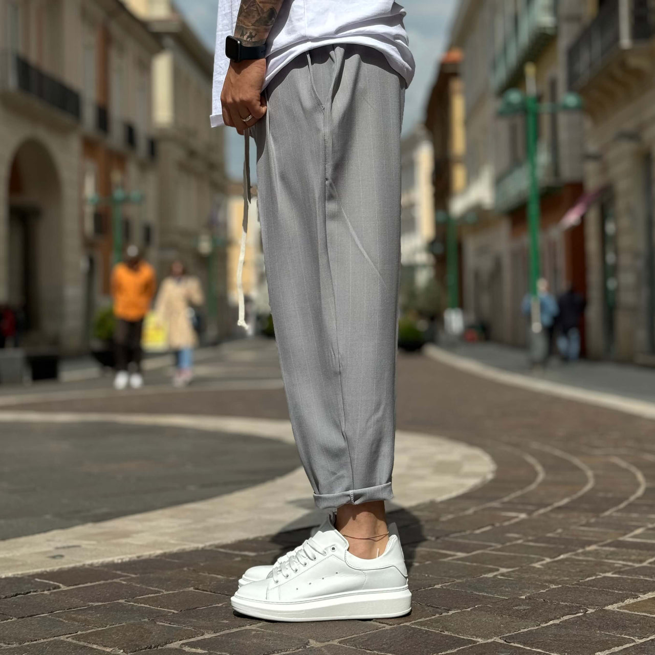 Pantalone japan gessato grigio - FLAG STORE