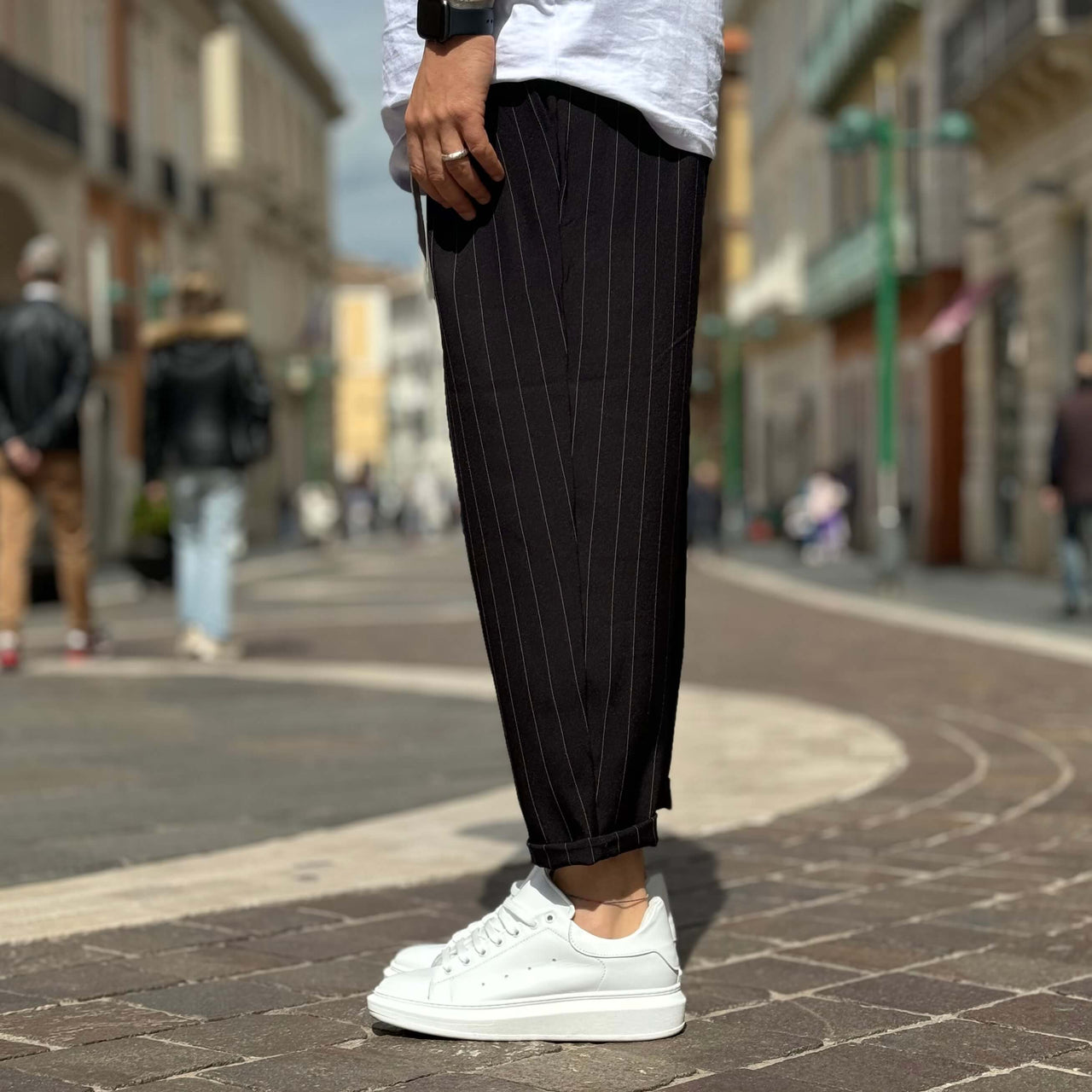 Pantalone japan gessato nero - FLAG STORE