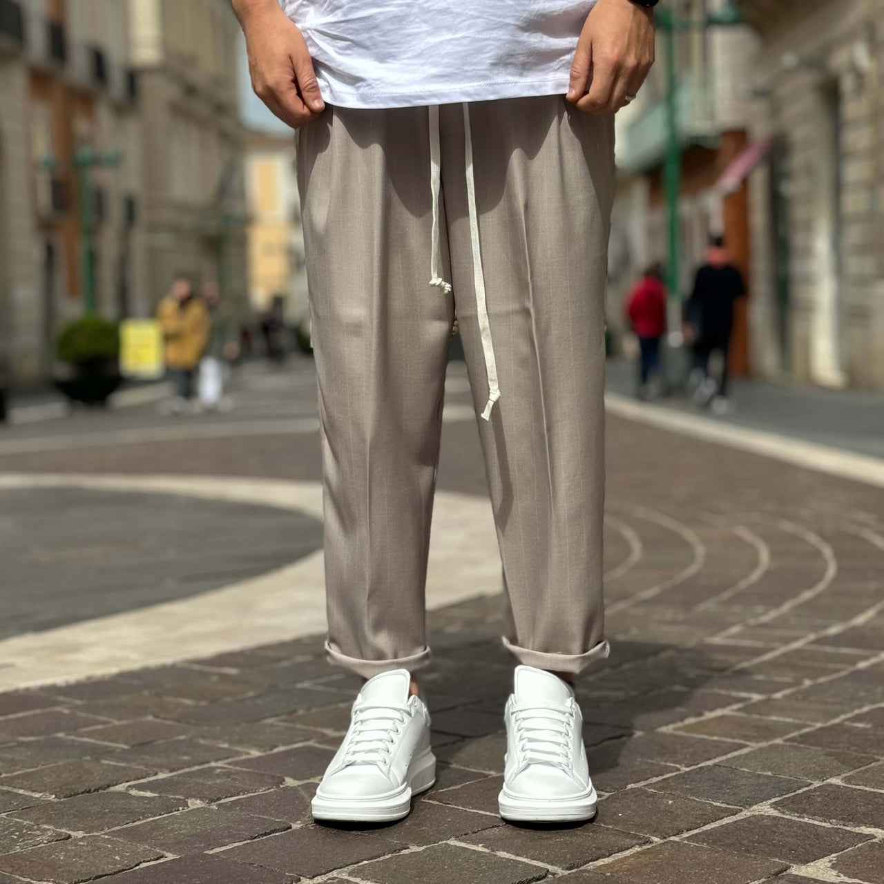 Pantalone japan gessato sabbia - FLAG STORE