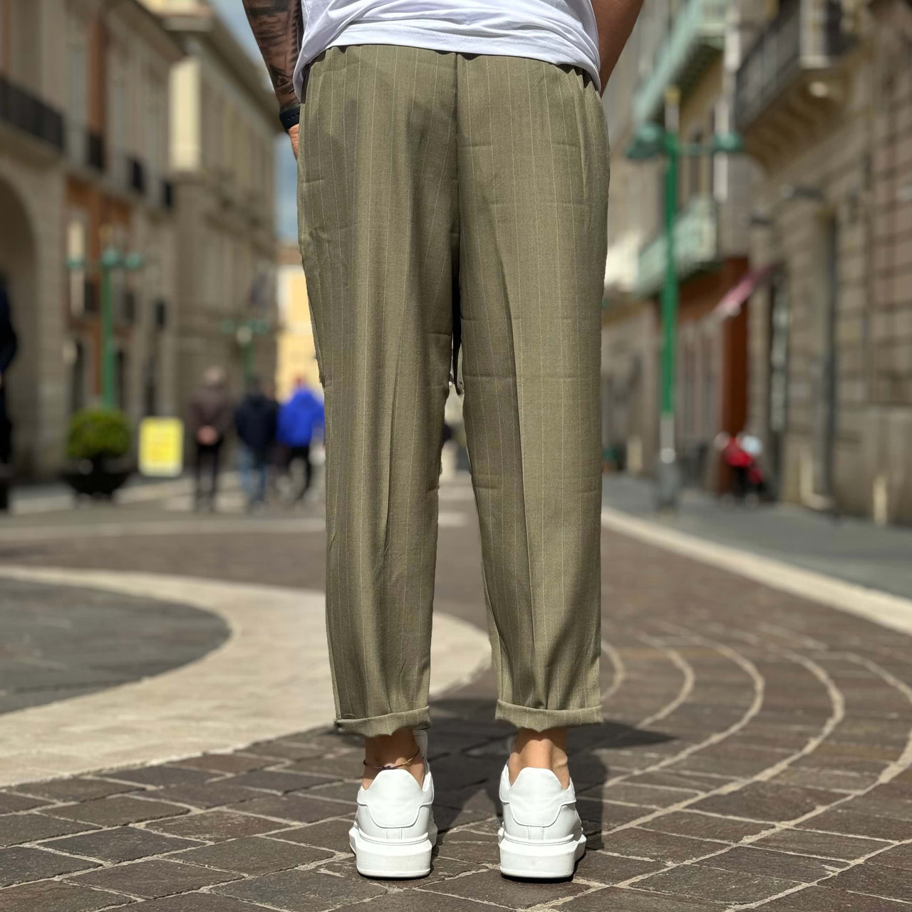 Pantalone japan gessato verde oliva - FLAG STORE