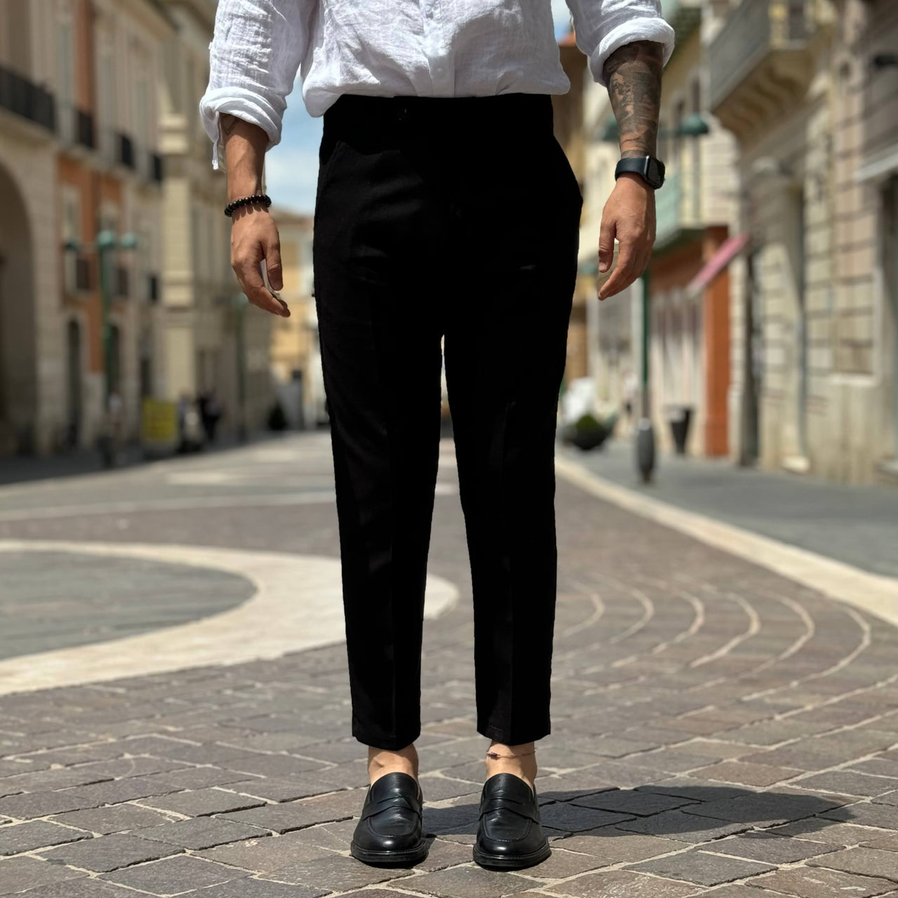 Pantalone nero in lino - FLAG STORE