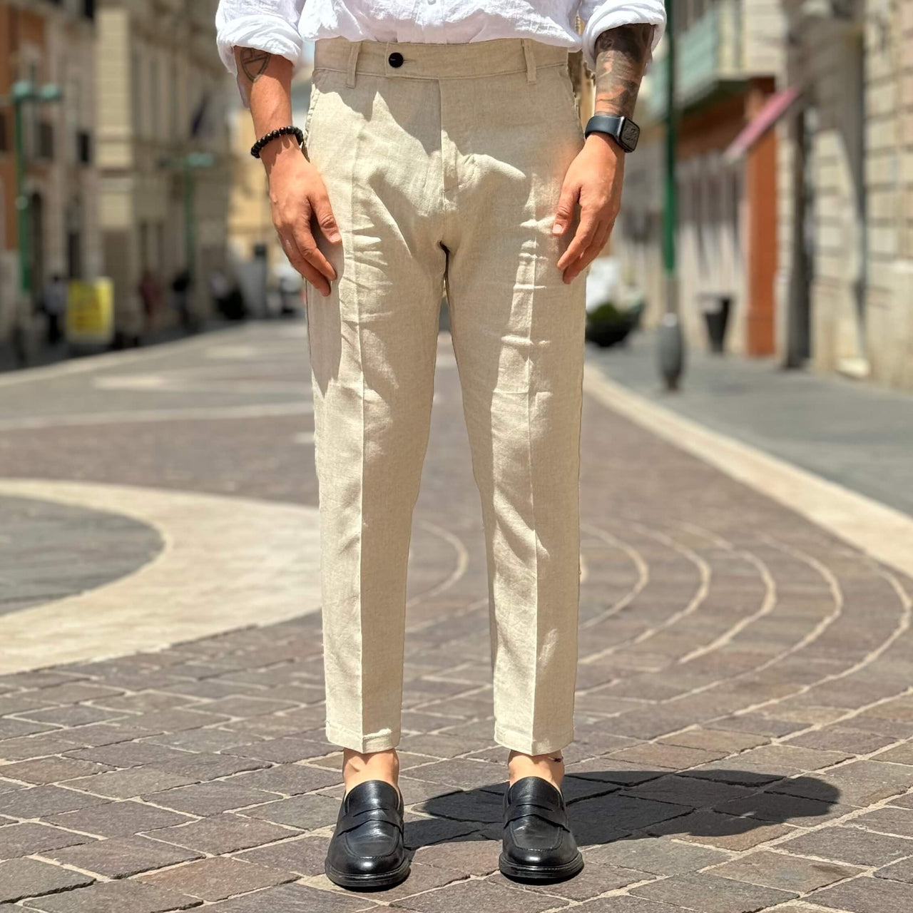 Pantalone sabbia in lino - FLAG STORE