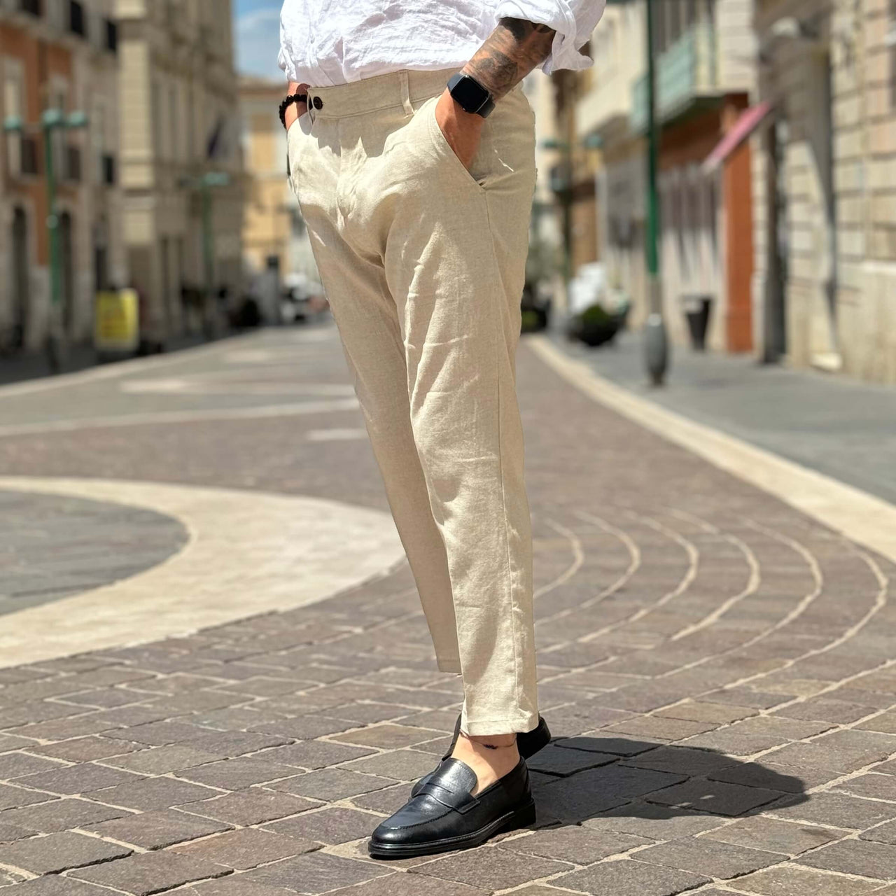 Pantalone sabbia in lino - FLAG STORE