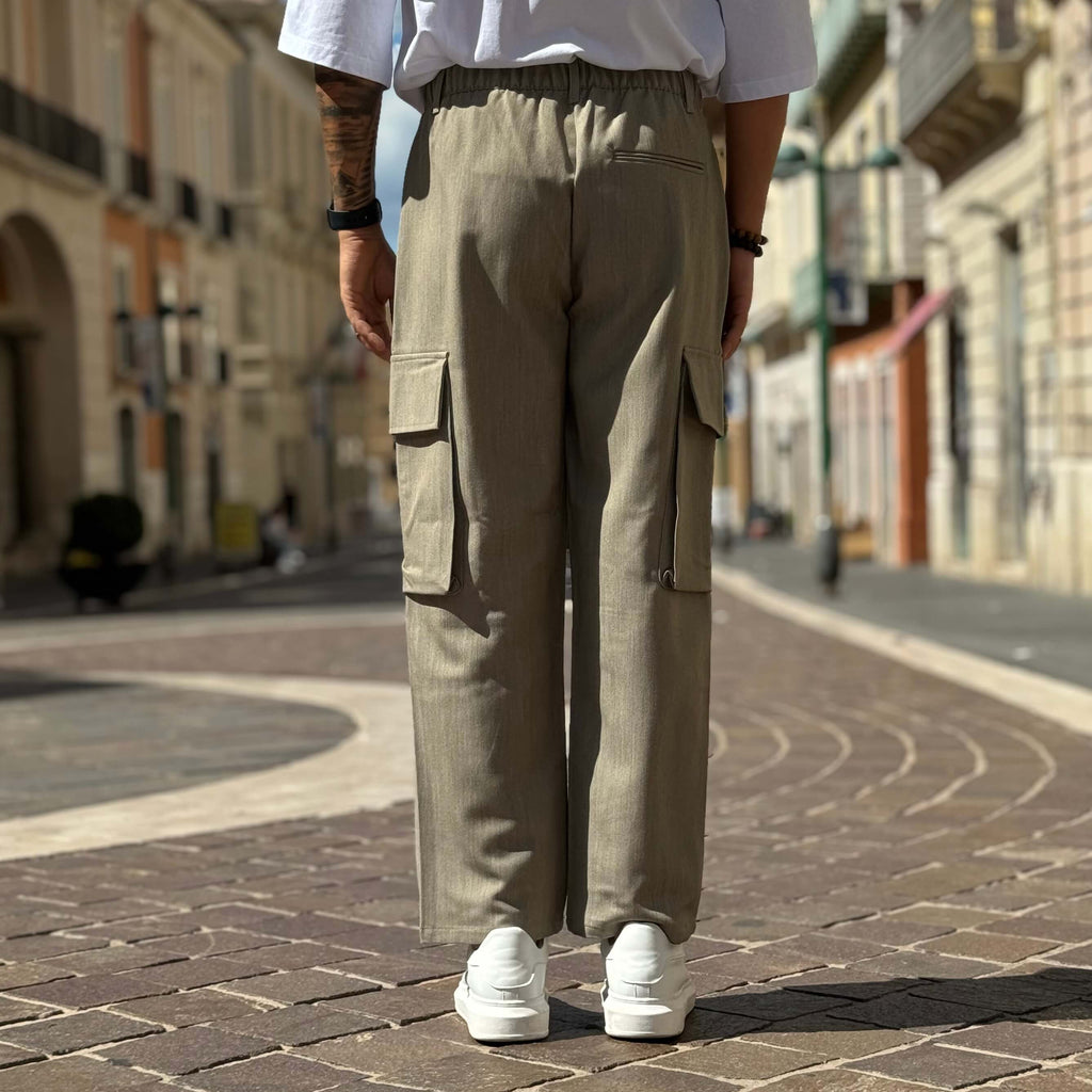 Pantalone tasconato gamba larga champagne - FLAG STORE