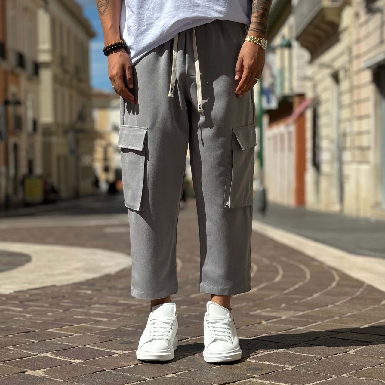 Pantalone tasconato grigio - FLAG STORE