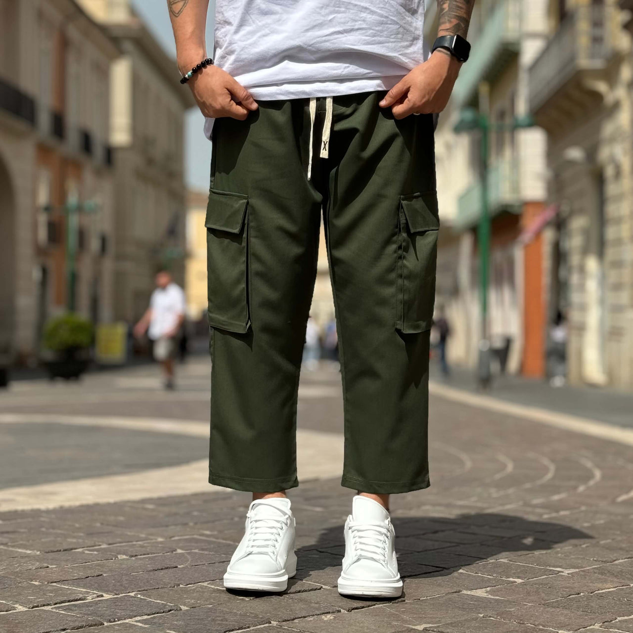 Pantalone tasconato verde - FLAG STORE