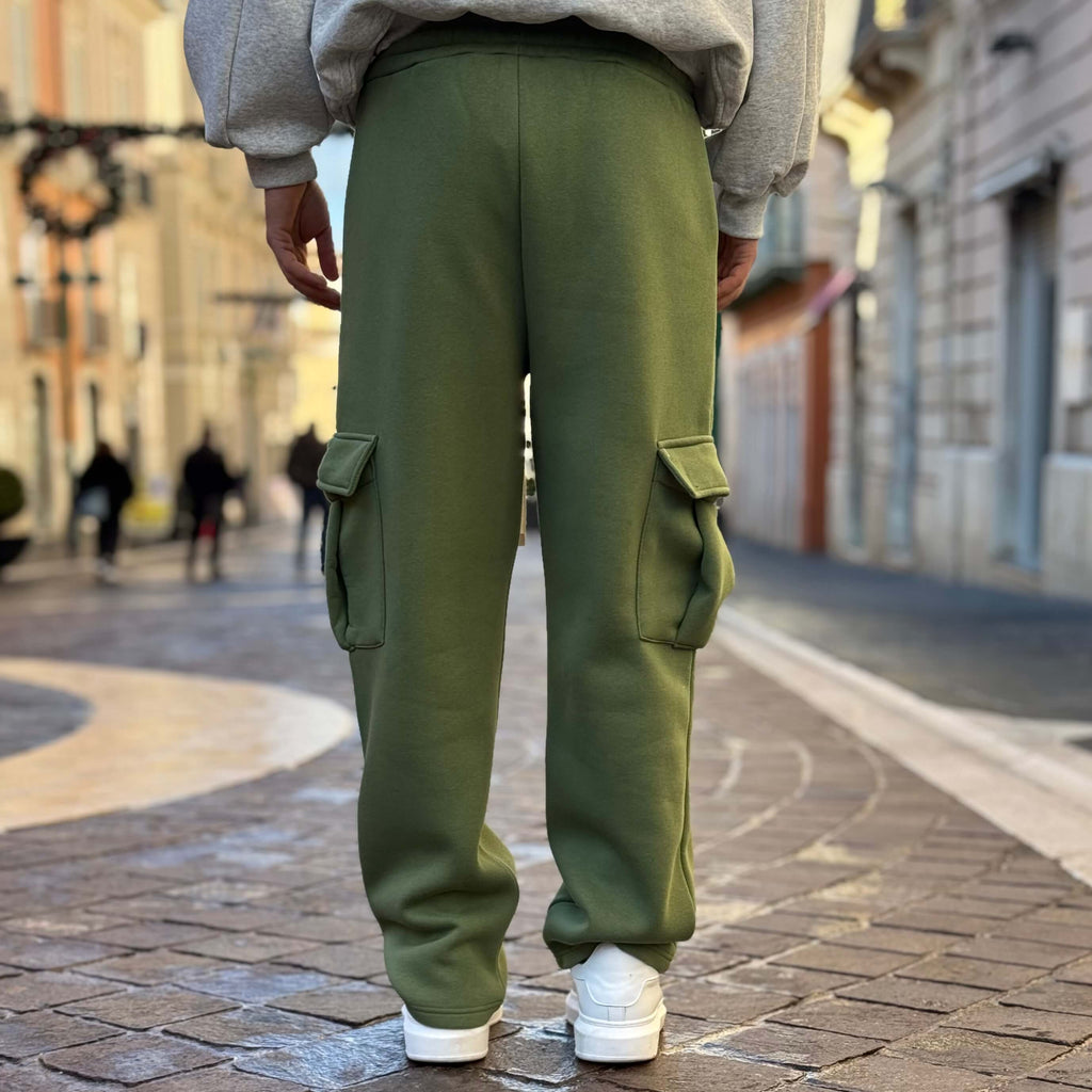 Pantalaccio tuta con tasconi gamba larga verde - FLAG STORE
