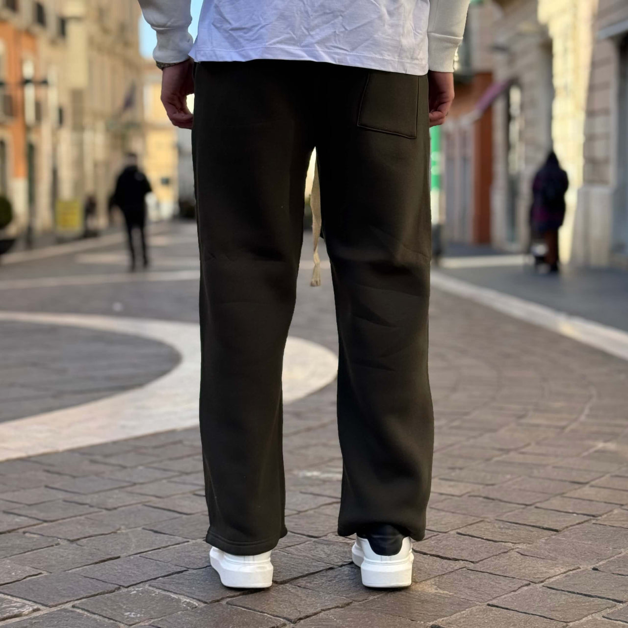 Pantalone tuta gamba larga verde militare - FLAG STORE