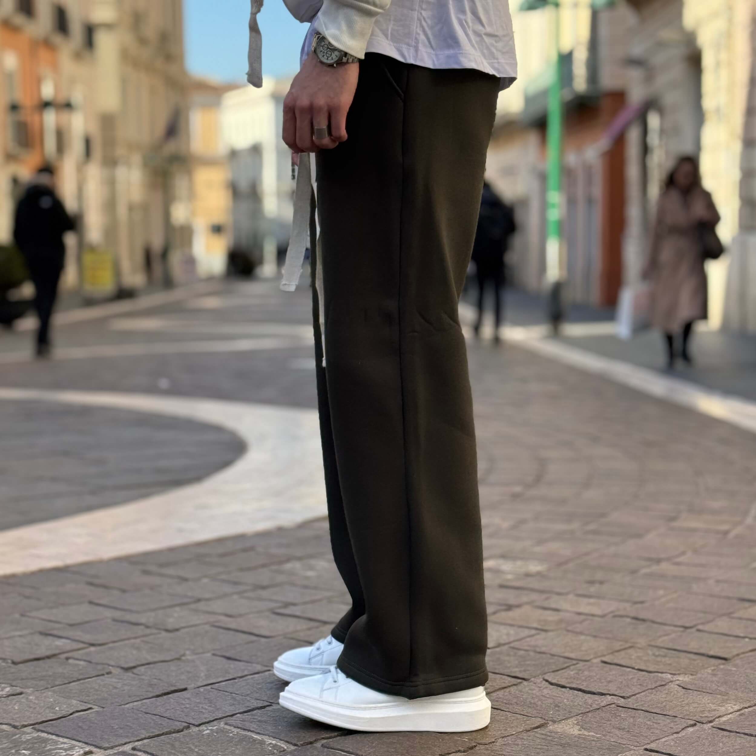 Pantalaccio tuta gamba larga verde militare - FLAG STORE