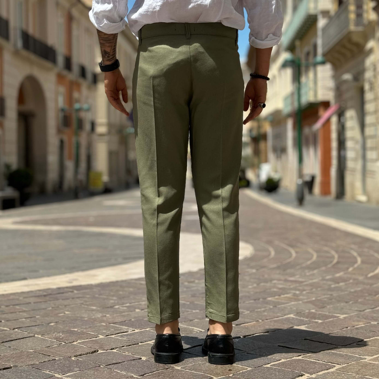 Pantalone verde in lino - FLAG STORE