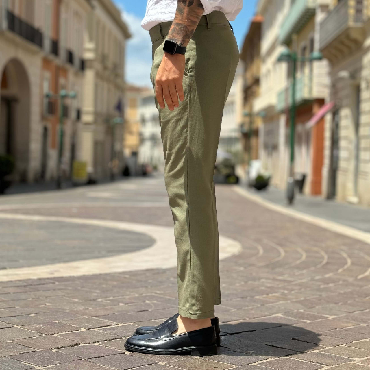 Pantalone verde in lino - FLAG STORE