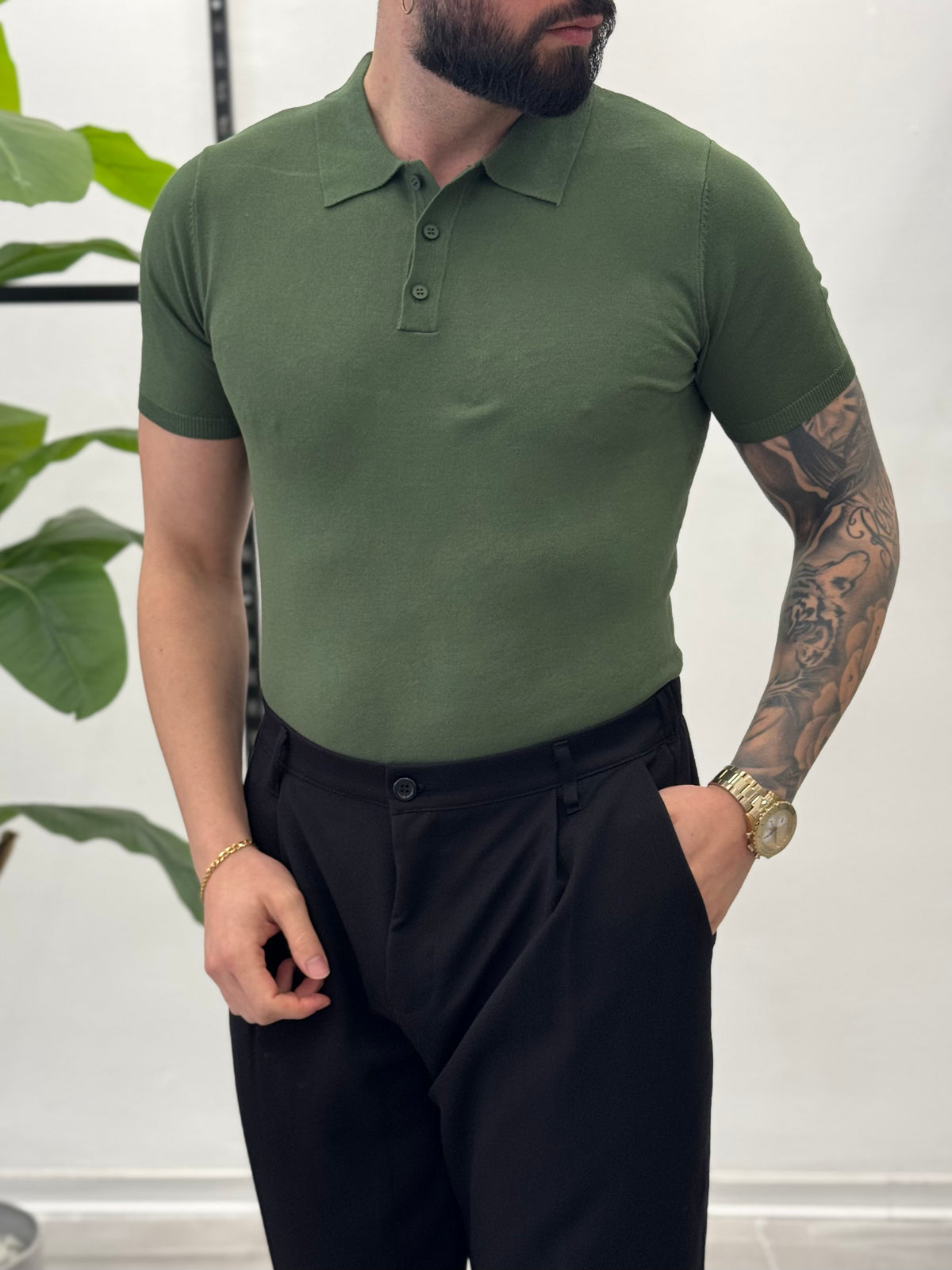 Black short-sleeved polo shirt - FLAG STORE