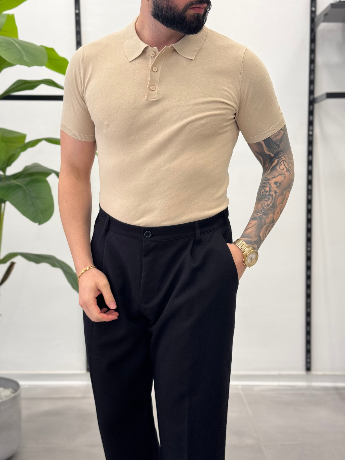 Black short-sleeved polo shirt - FLAG STORE