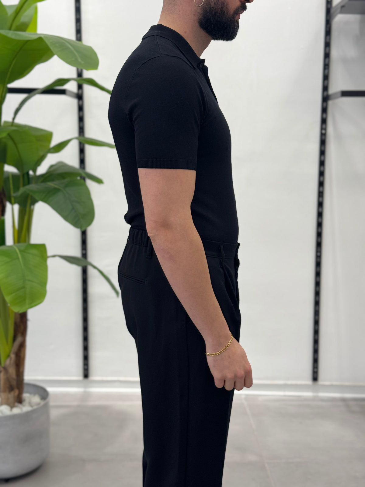 Black short-sleeved polo shirt - FLAG STORE