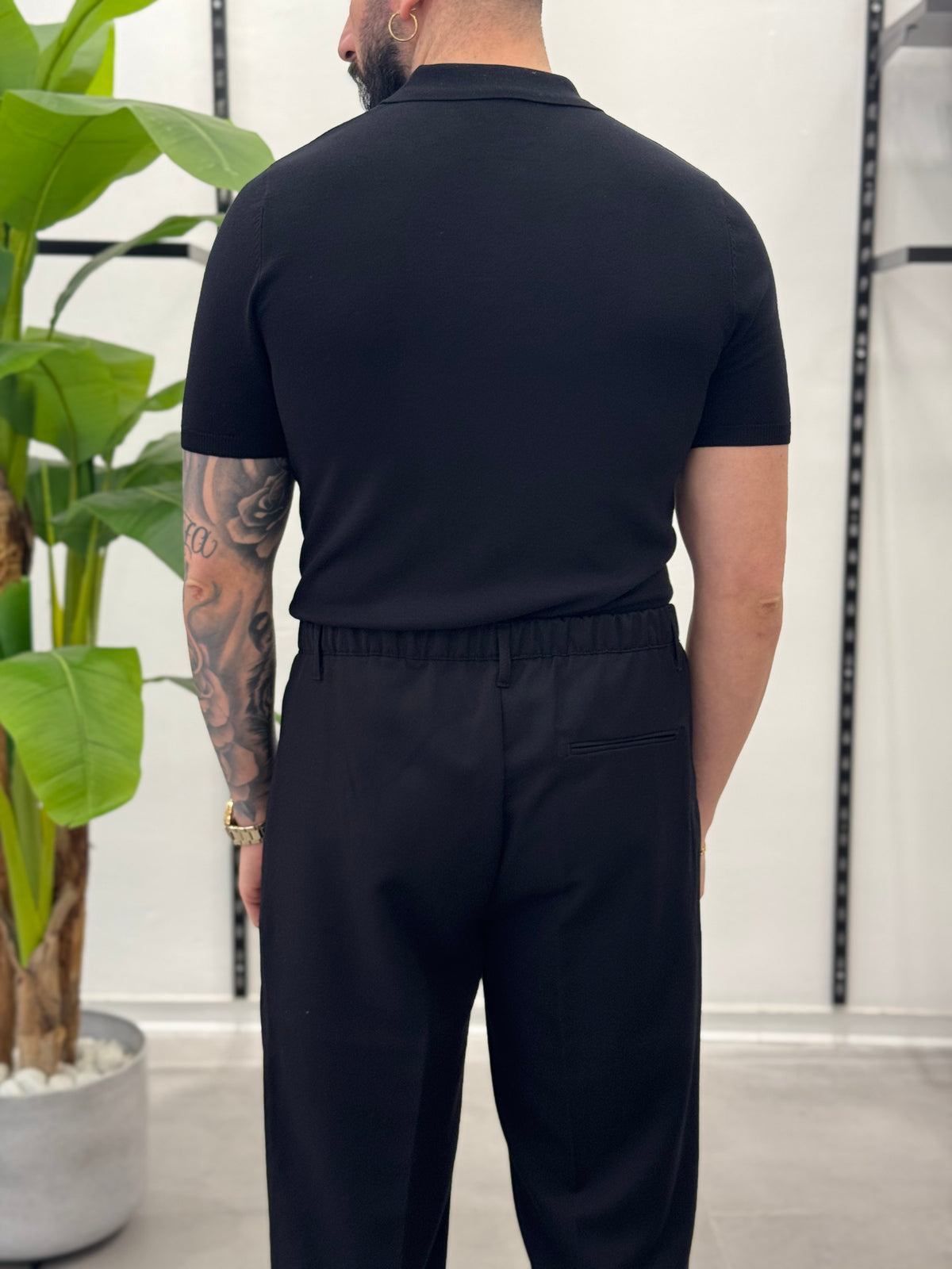 Black short-sleeved polo shirt - FLAG STORE