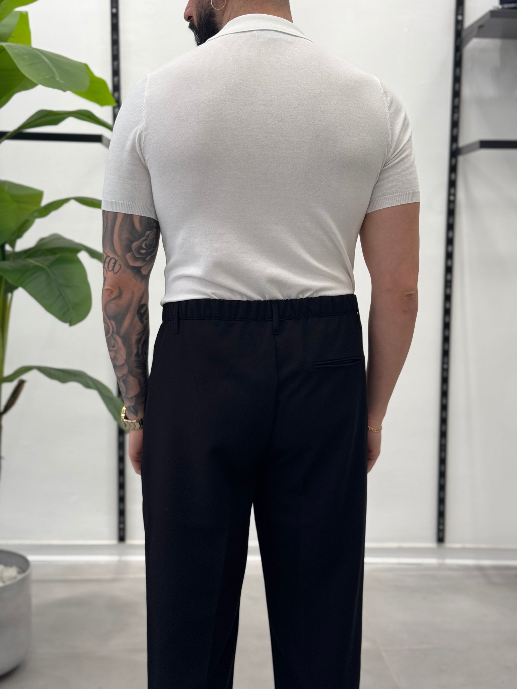 Black short-sleeved polo shirt - FLAG STORE