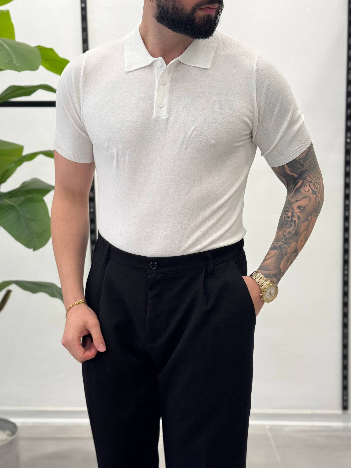 Black short-sleeved polo shirt - FLAG STORE