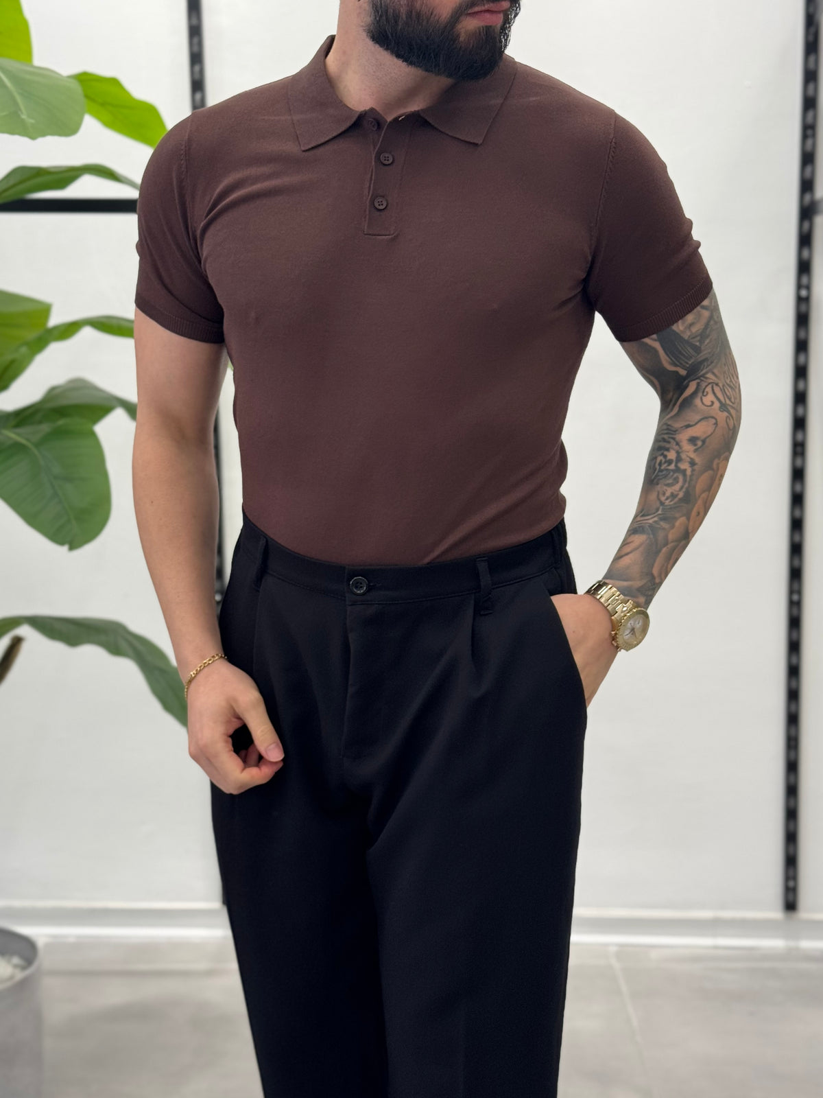 Black short-sleeved polo shirt - FLAG STORE