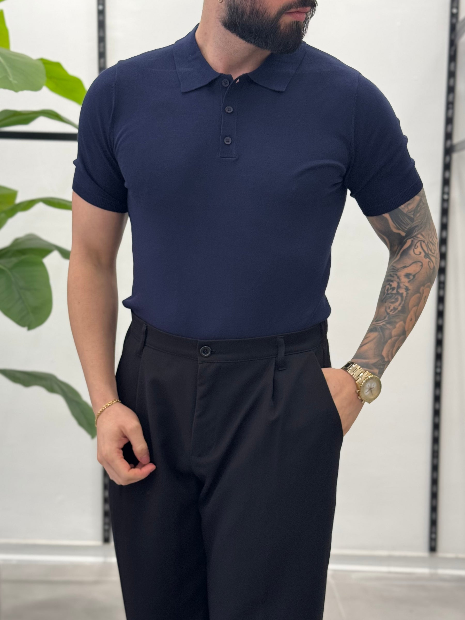 Black short-sleeved polo shirt - FLAG STORE
