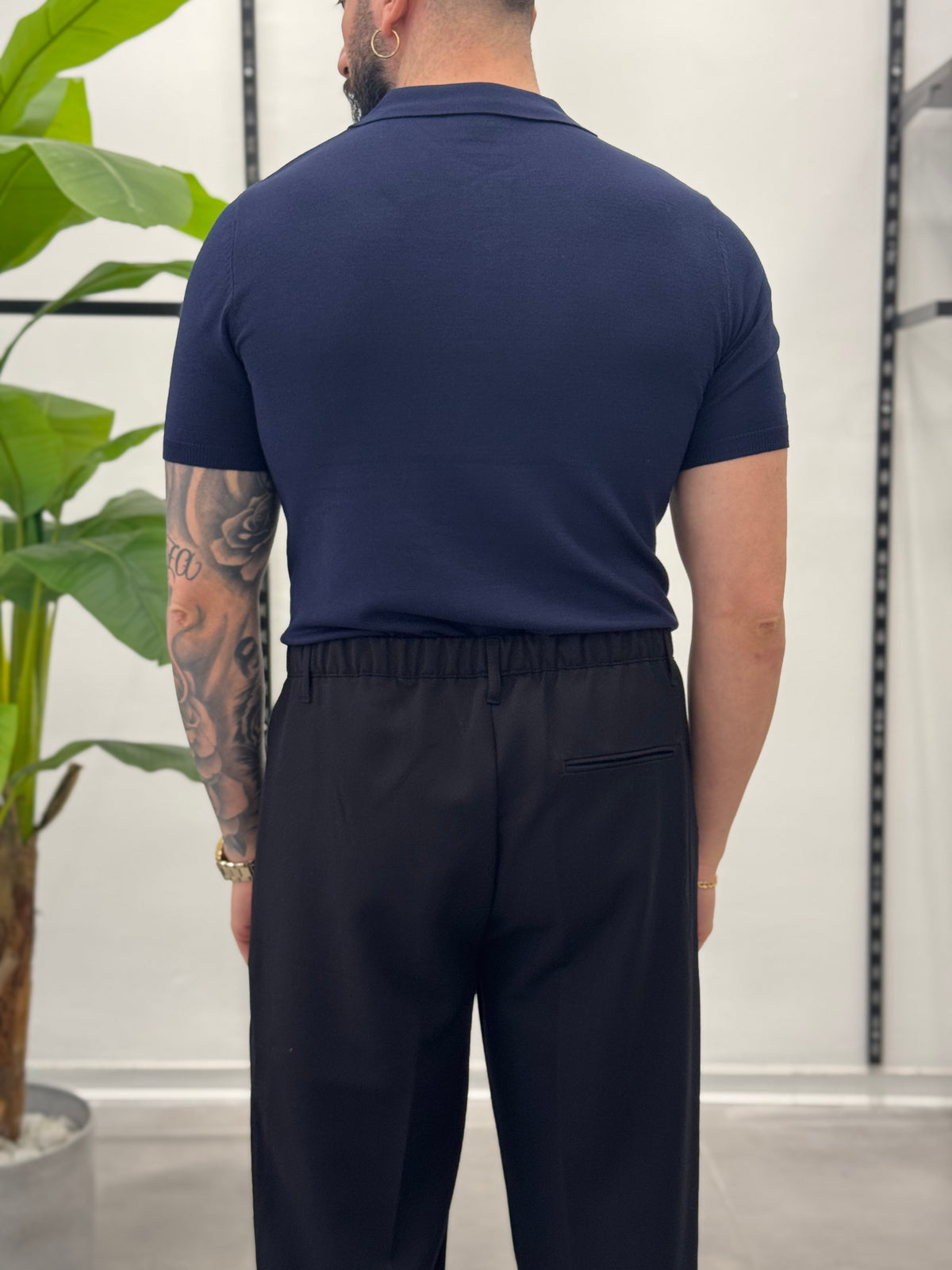 Black short-sleeved polo shirt - FLAG STORE