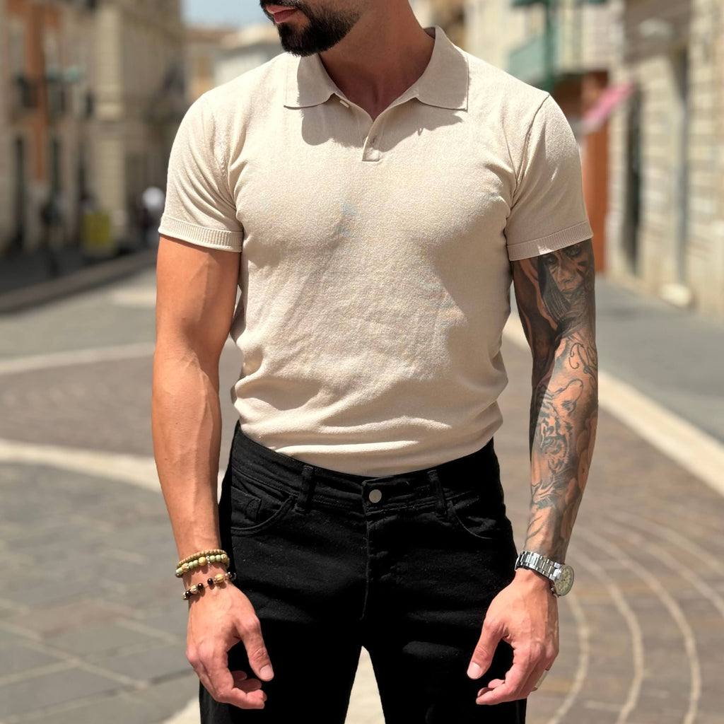 Polo beige mezza manica - FLAG STORE