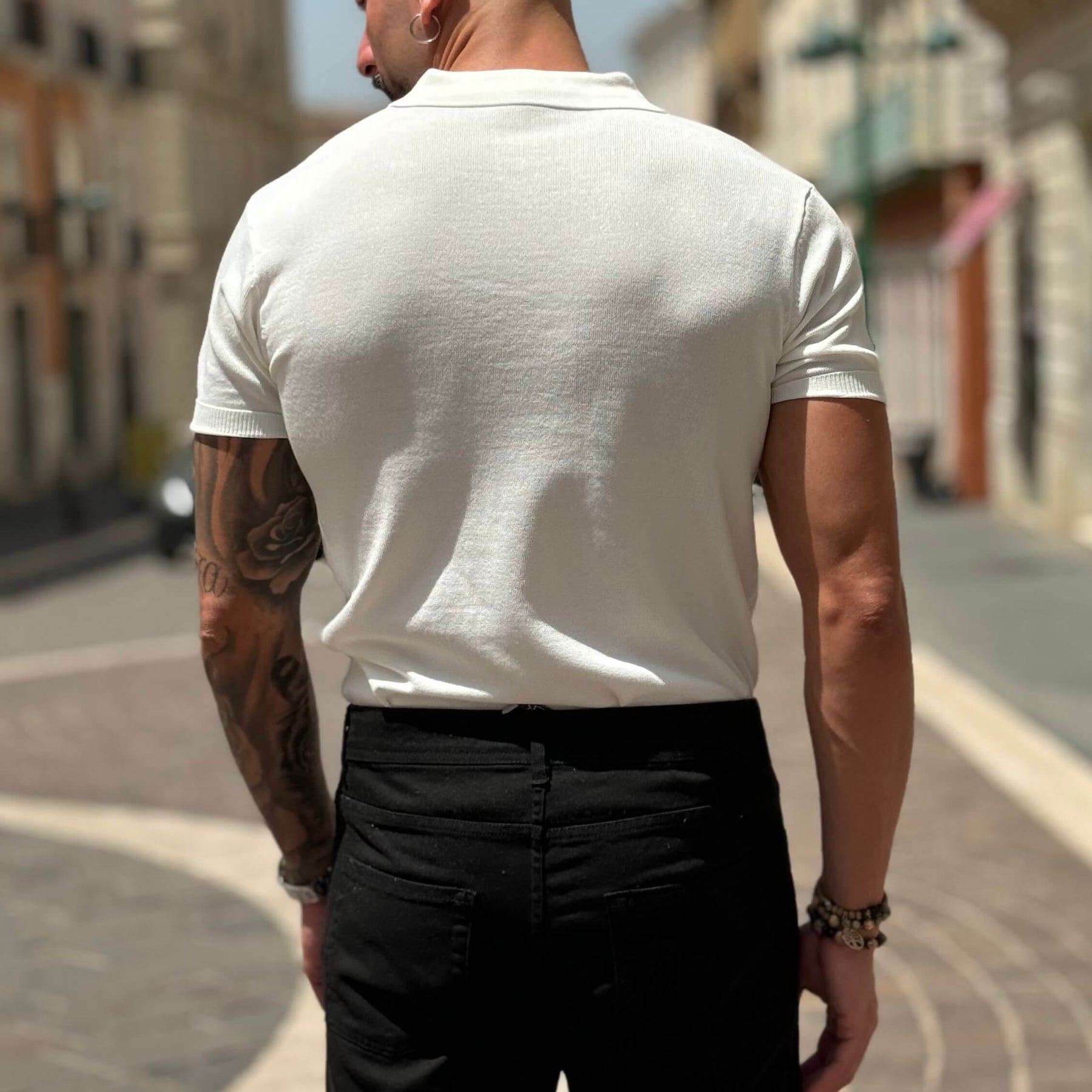 White short-sleeved polo shirt - FLAG STORE