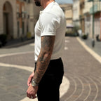 White short-sleeved polo shirt - FLAG STORE