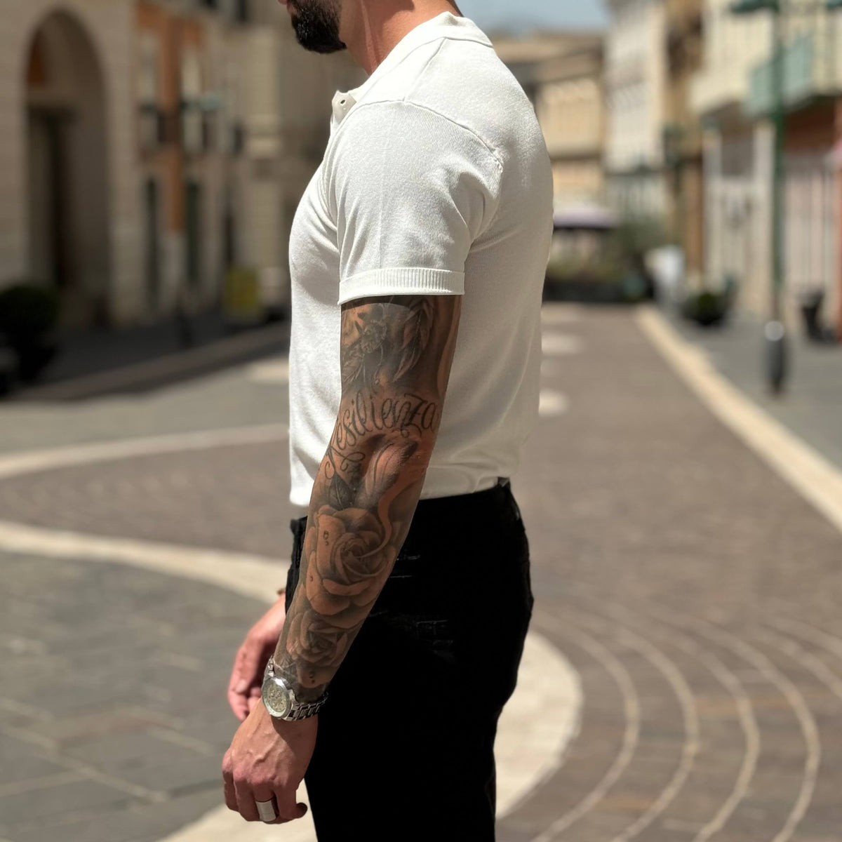 White short-sleeved polo shirt - FLAG STORE