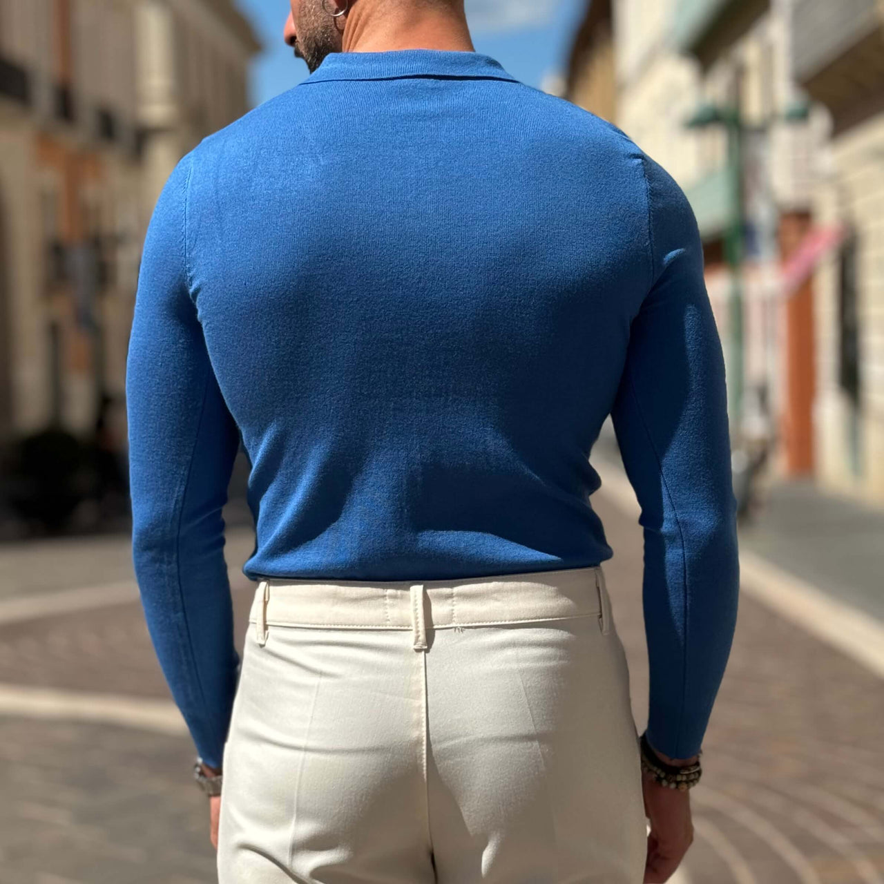 Polo blu maniche lunghe 2.0 - FLAG STORE