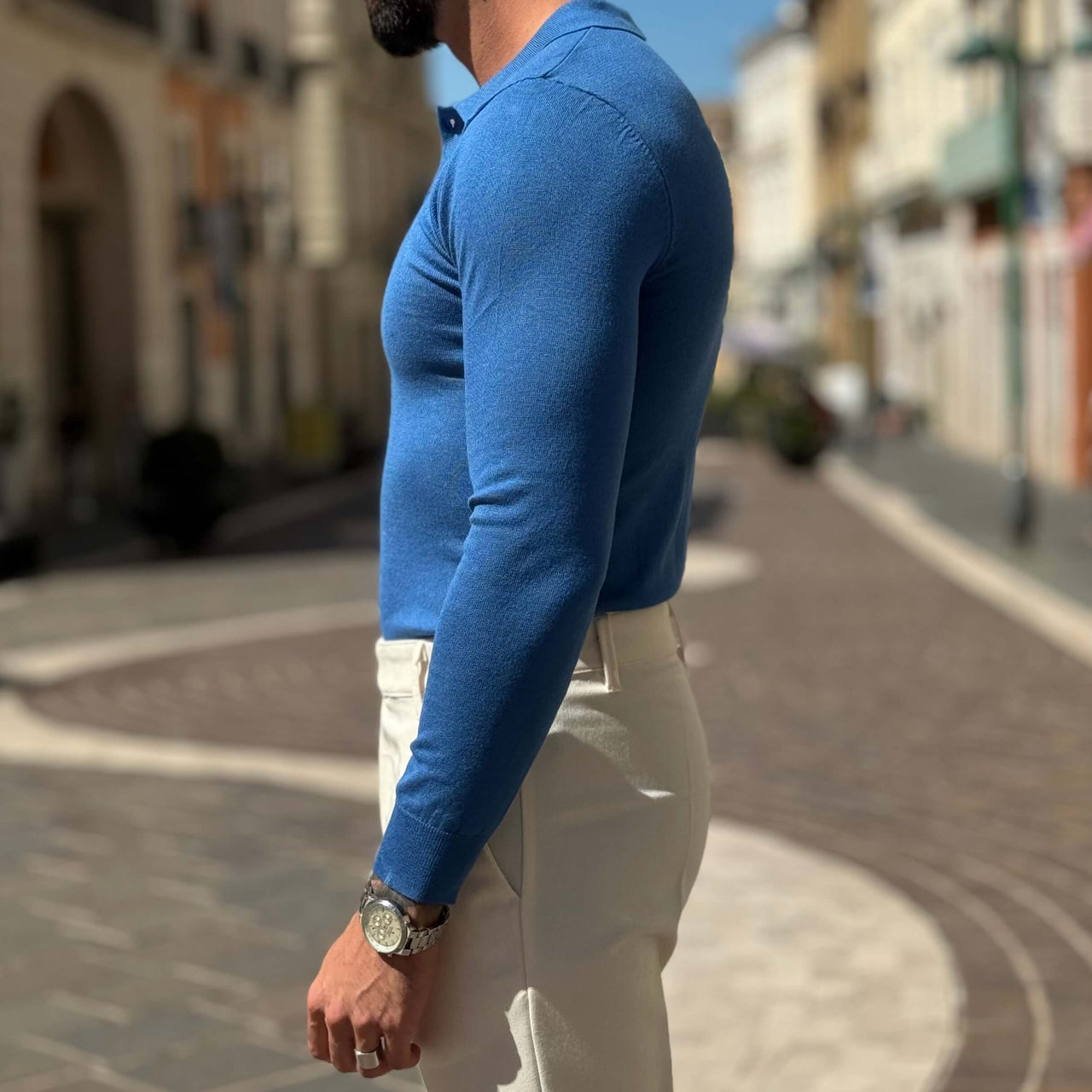 Polo blu maniche lunghe 2.0 - FLAG STORE