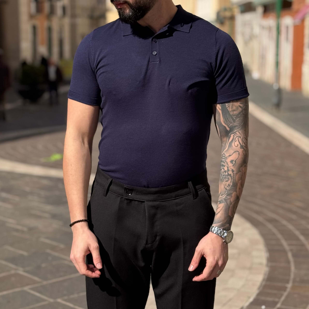 Polo blu navy mezza manica 2.0 - FLAG STORE