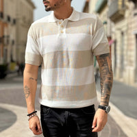 Thumbnail for Polo in maglia a strisce beige 2.0 - FLAG STORE