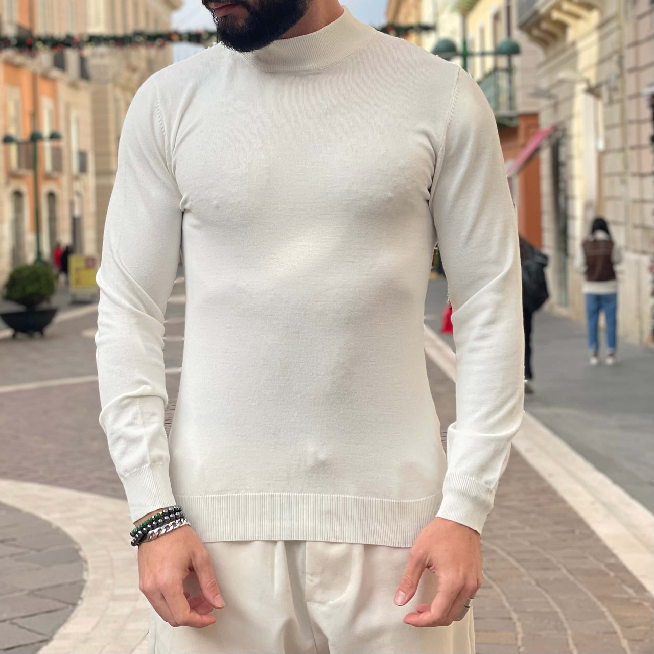 Pullover lupetto bianco - FLAG STORE