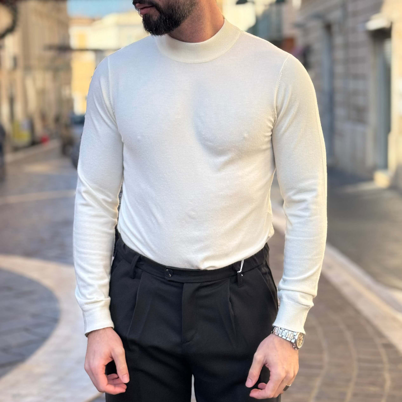 Pullover lupetto bianco - FLAG STORE