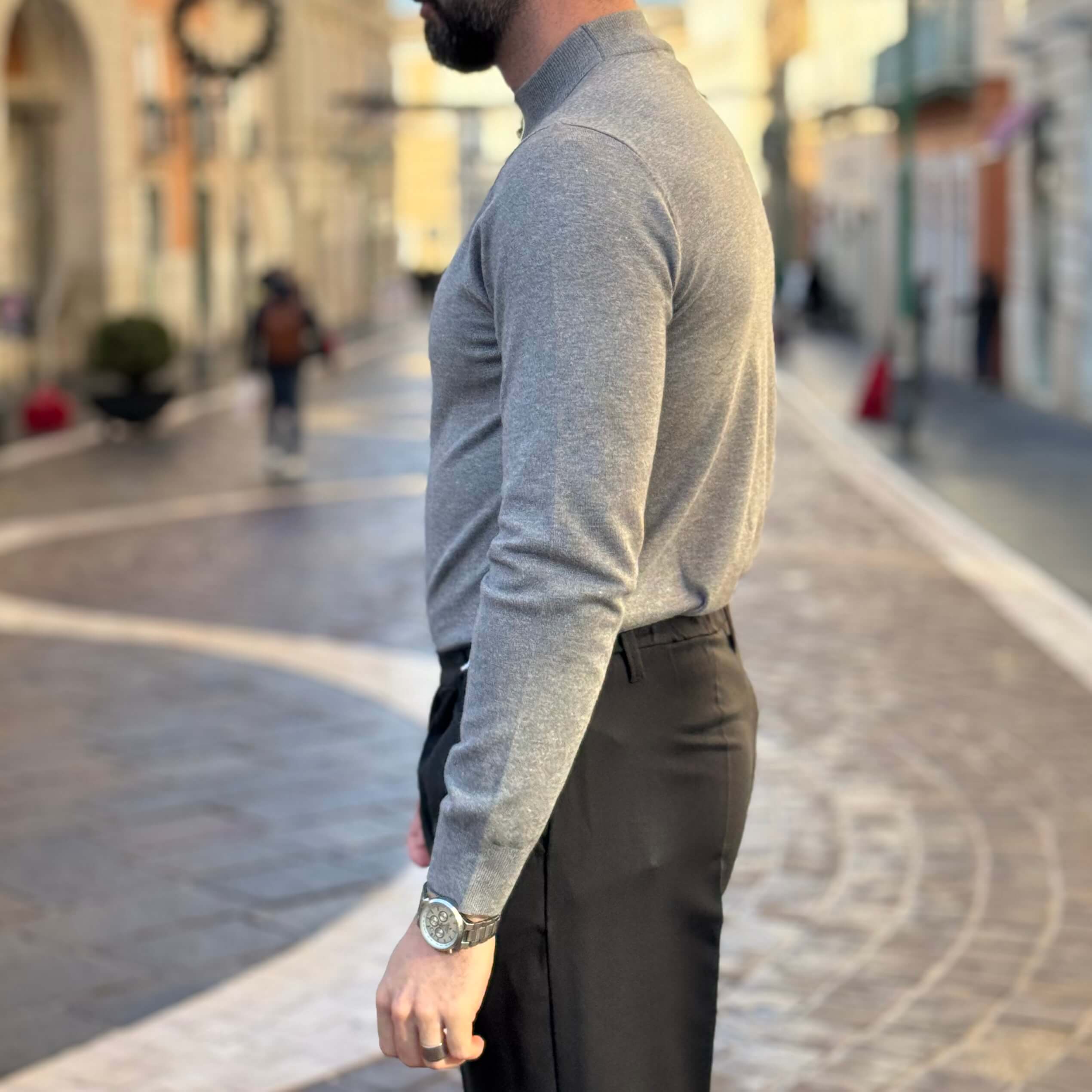 Pullover lupetto grigio - FLAG STORE