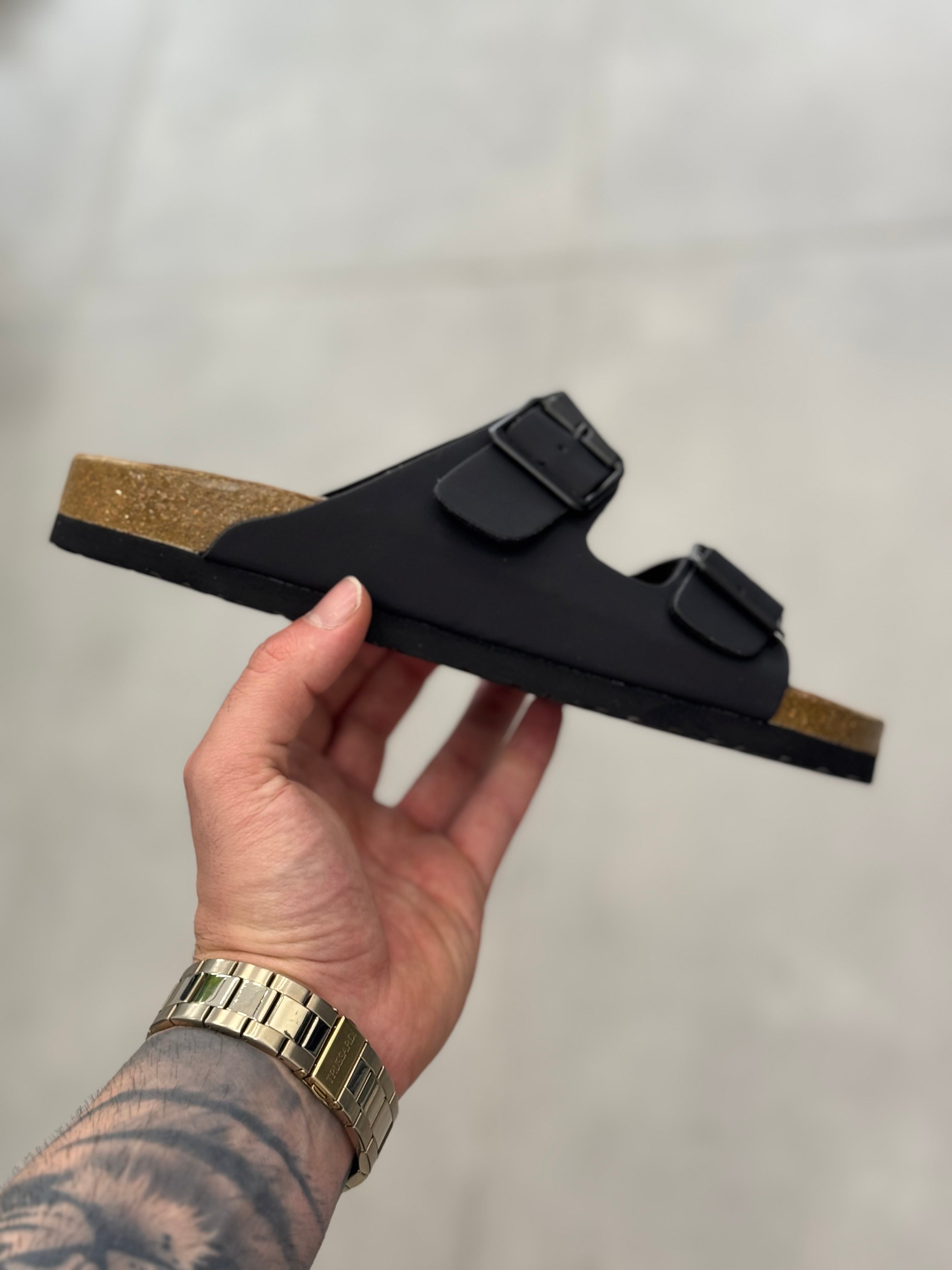 Sandalo Doppia Fibbia Nero