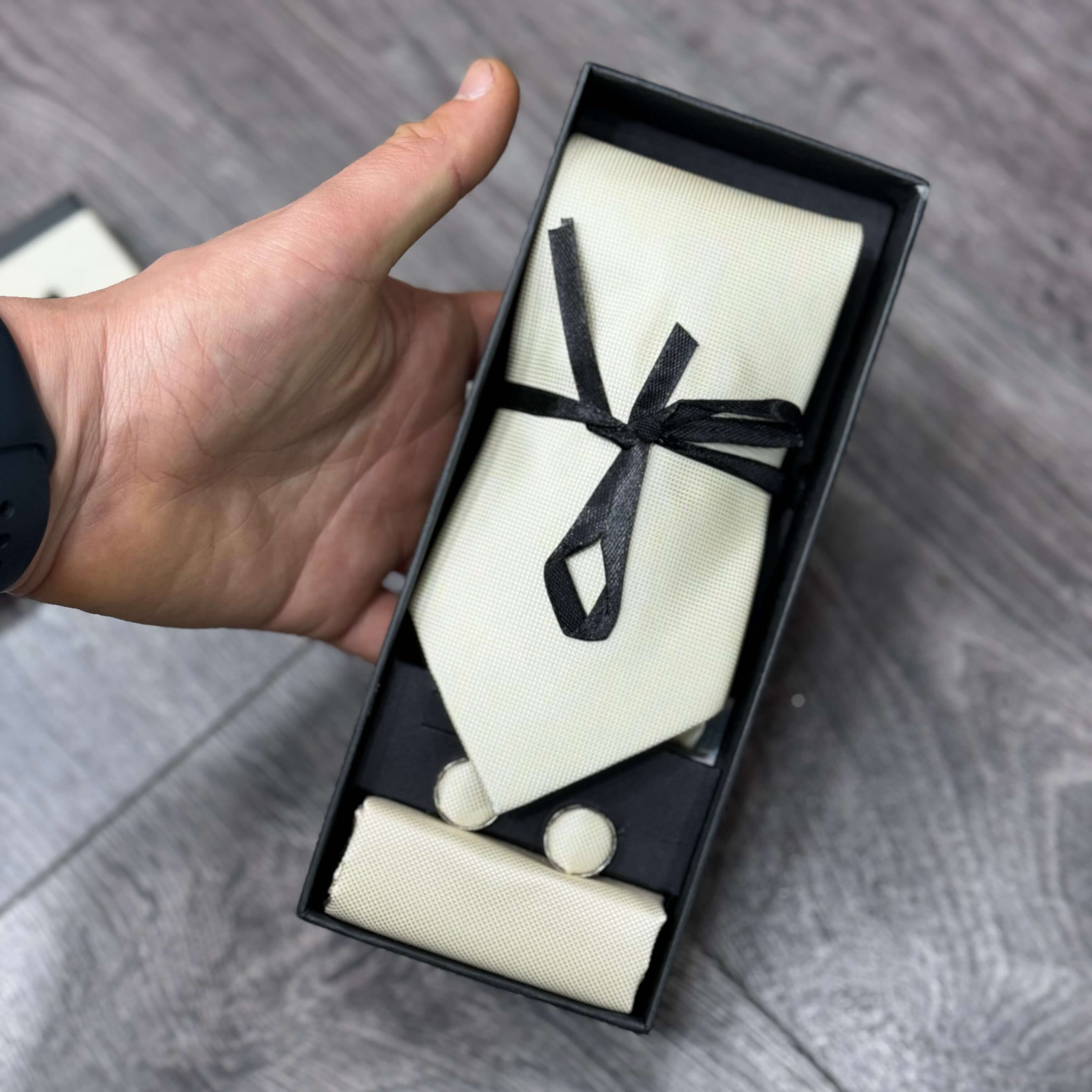 Set Crema Cravatta | Pochette | Gemelli  - FLAG STORE