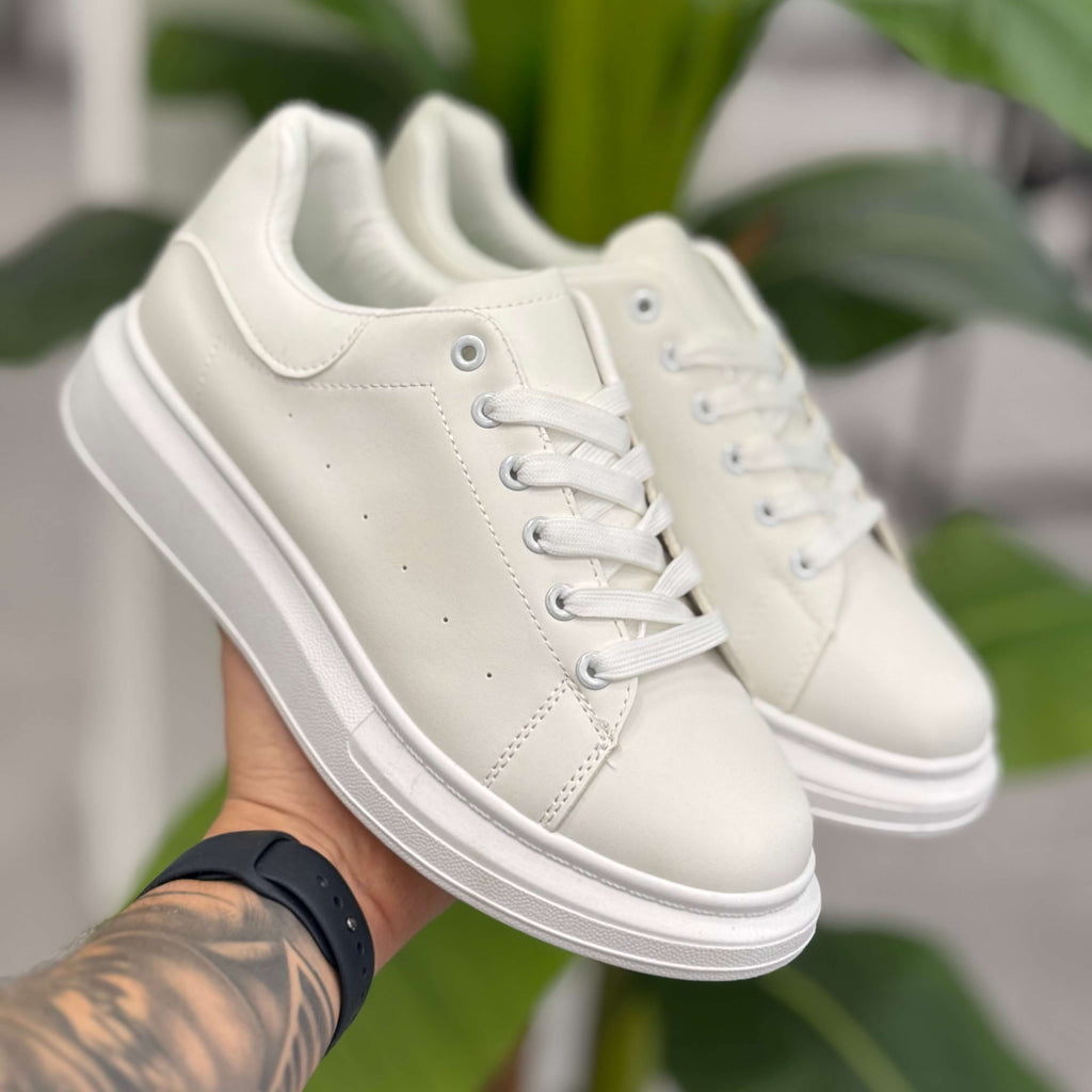 Sneakers Uomo Suola Alta Bianca