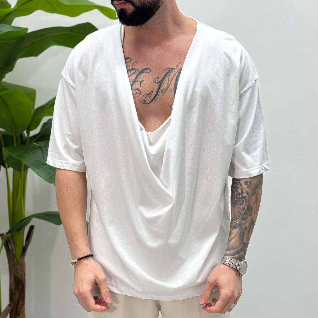 T-shirt bianca scollata ibiza - FLAG STORE