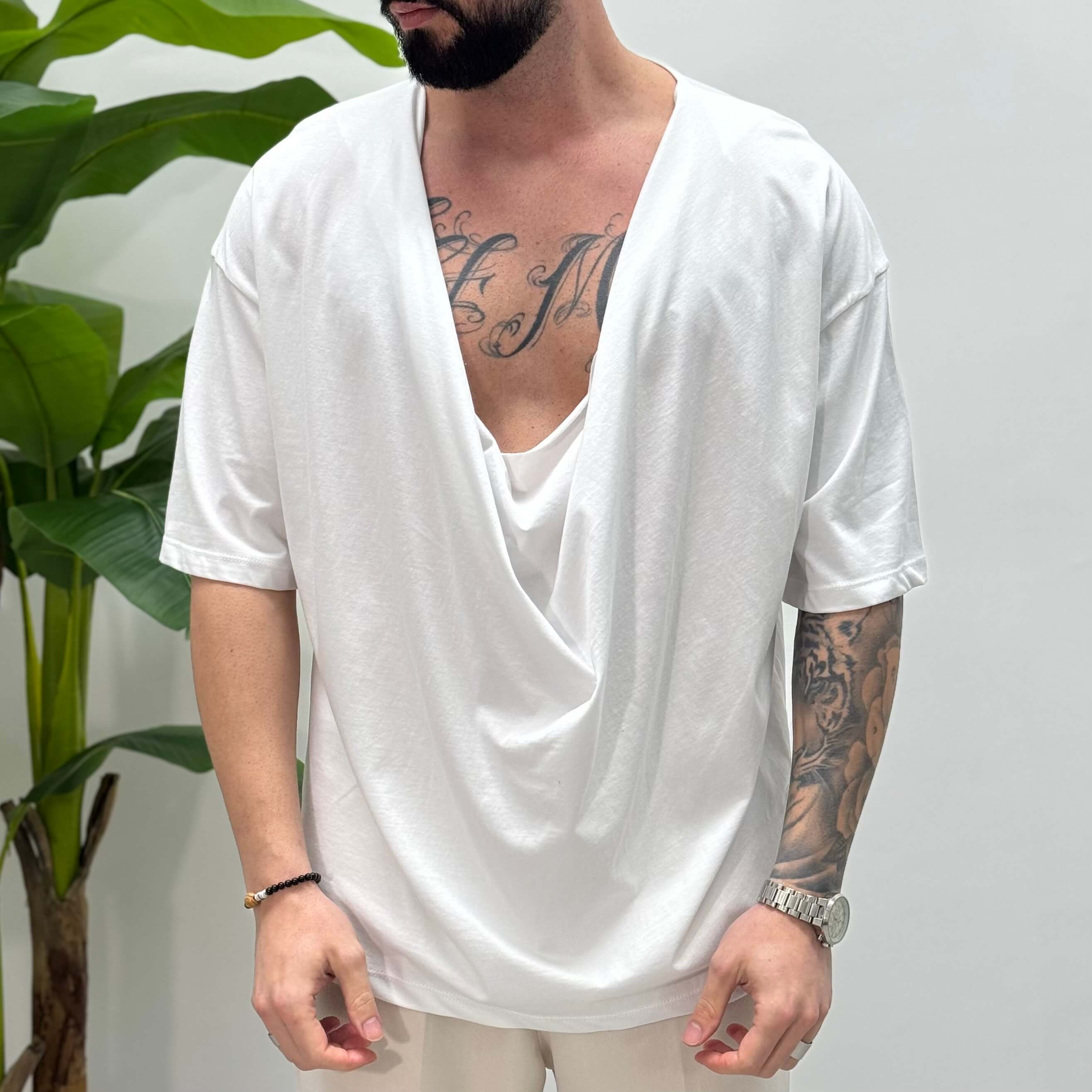 T-shirt bianca scollata ibiza - FLAG STORE