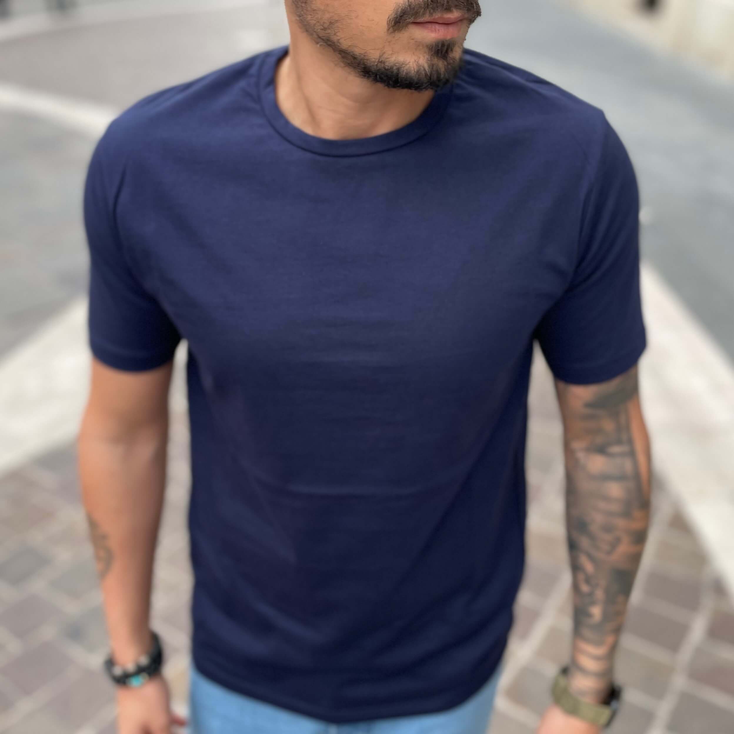 T-shirt blu basic slim 2.0 - FLAG STORE